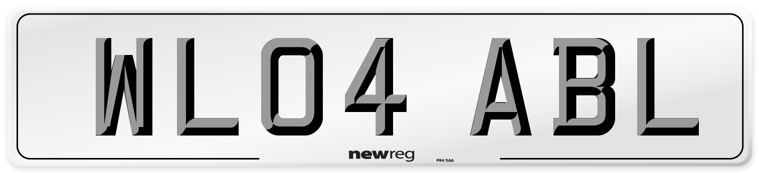 WL04 ABL Number Plate from New Reg